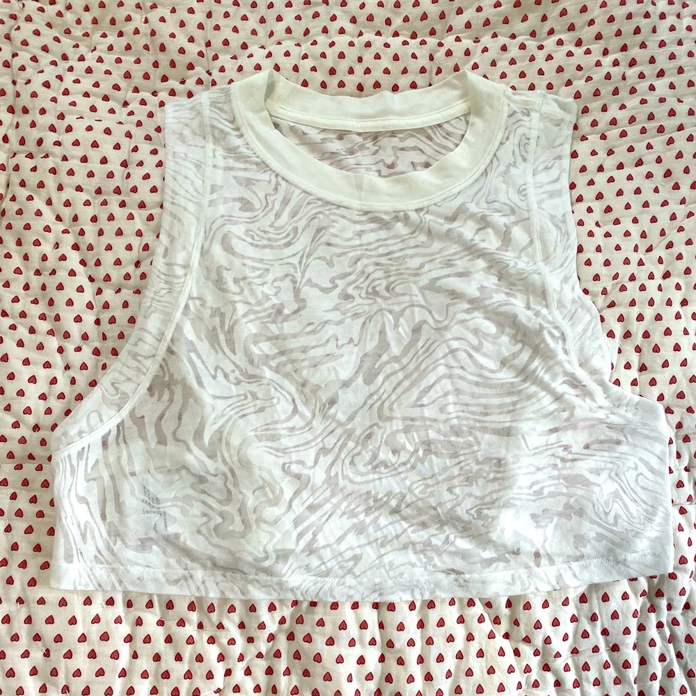 lululemon white veil all yours crop tank